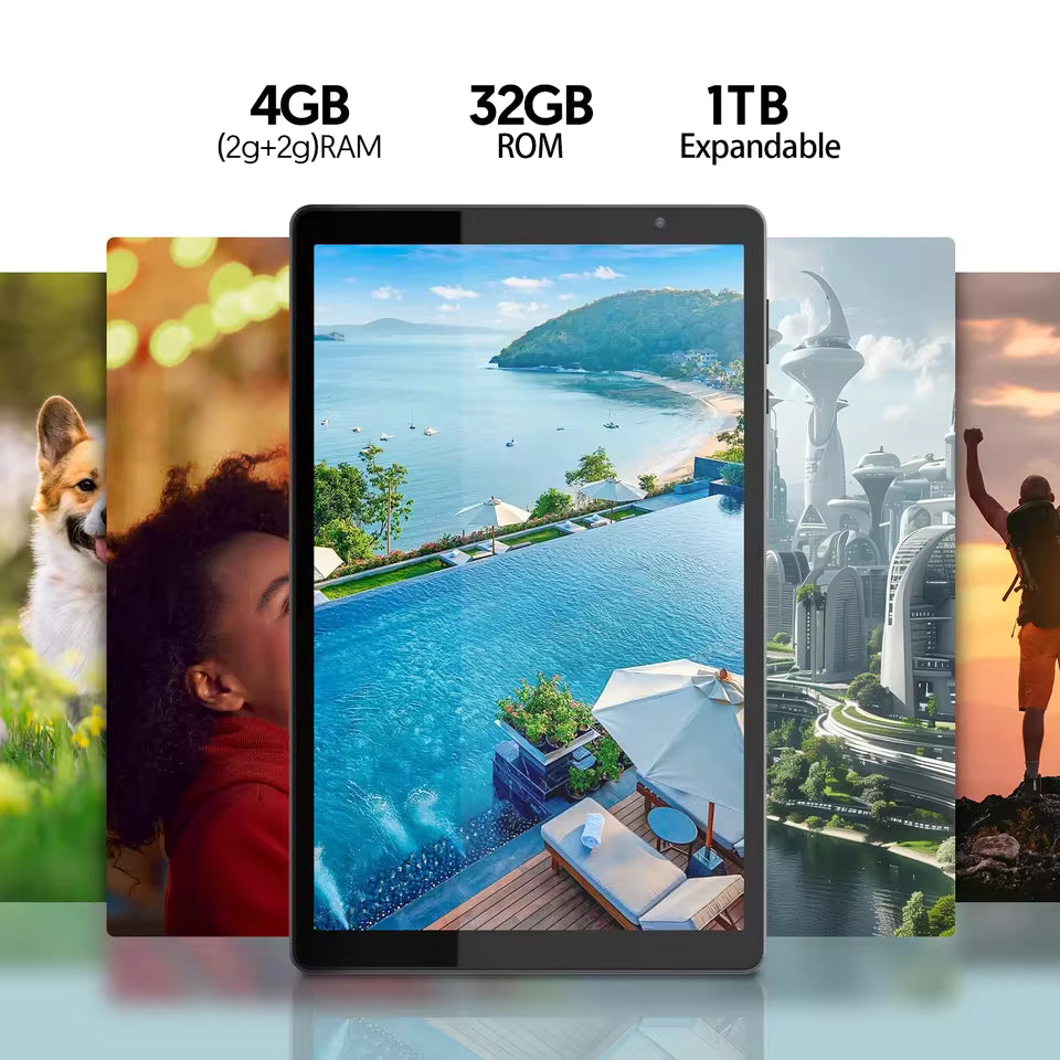 10-Inch Android 14 Tablet with Quad-Core Performance and 6000mAh Battery