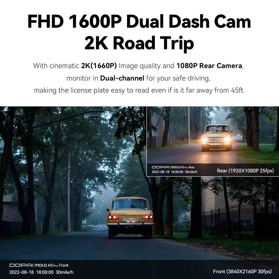 DDPAI Mola N3 Pro Smart Dash Camera – 2.5K WiFi Vehicle Driving Recorder